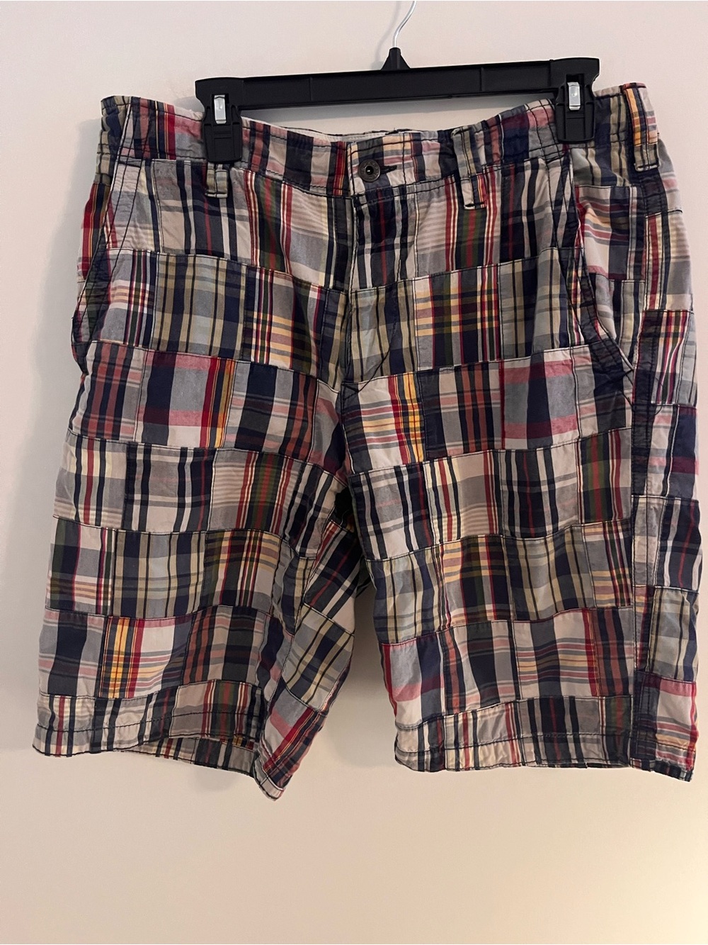 Express Vintage Men's Plaid Patchwork Cotton Shorts - Multicolor